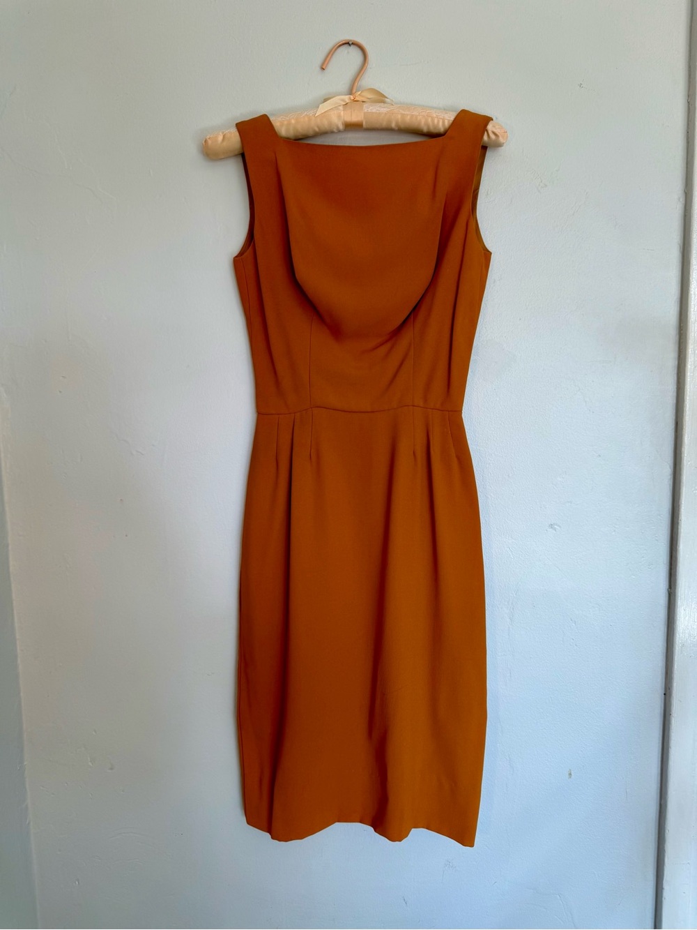 Vintage Rust Orange Sleeveless Sheath Dress
